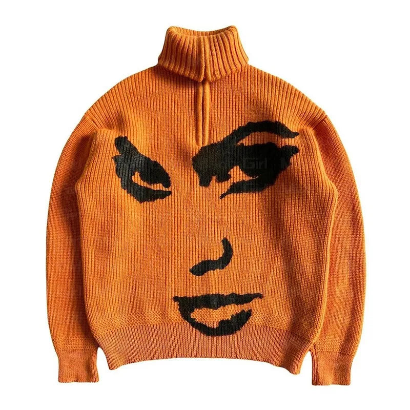 Knit orange Hoodie